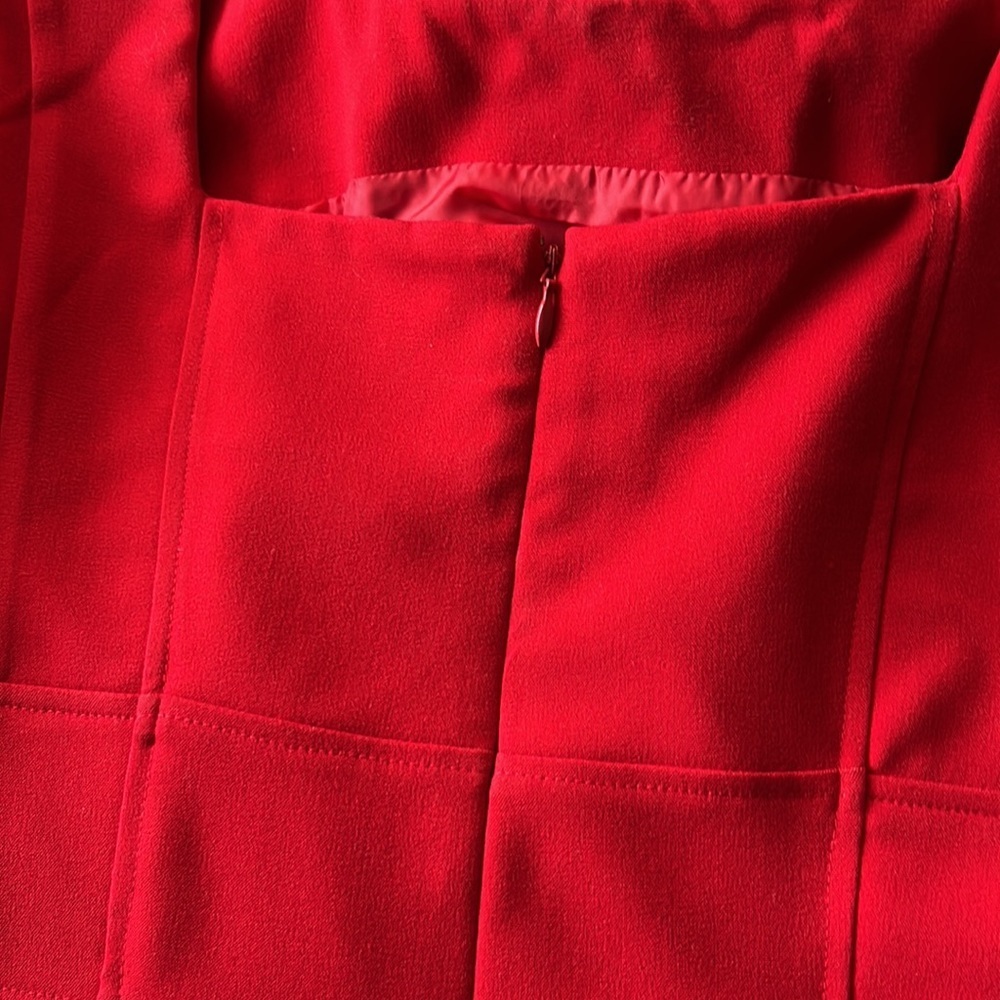 Calvin Klein   Dress  midi  holiday Red   flower detailed collar Size 6   EUC - Picture 6 of 10